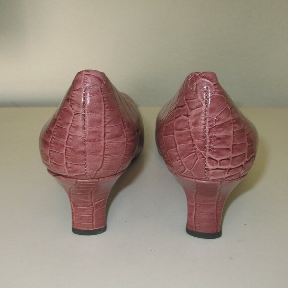 Easy Spirit "Brancht" Womens Dusty Pink Mauve Croco Leather Pump - Size 7.5M - Picture 6 of 7
